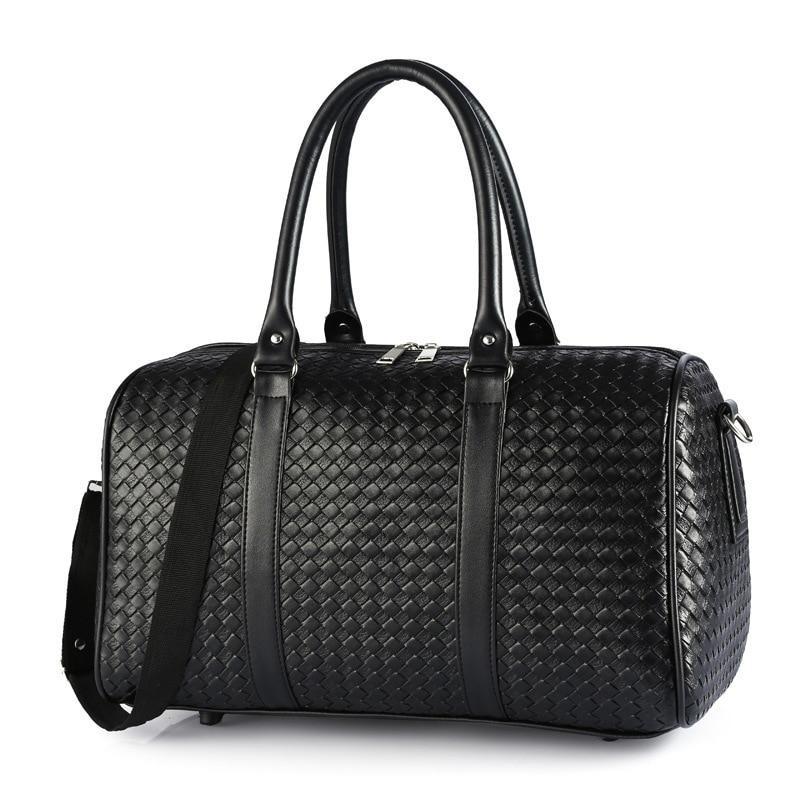 Jessie Leather Duffle Weekender Bag GR Black L 