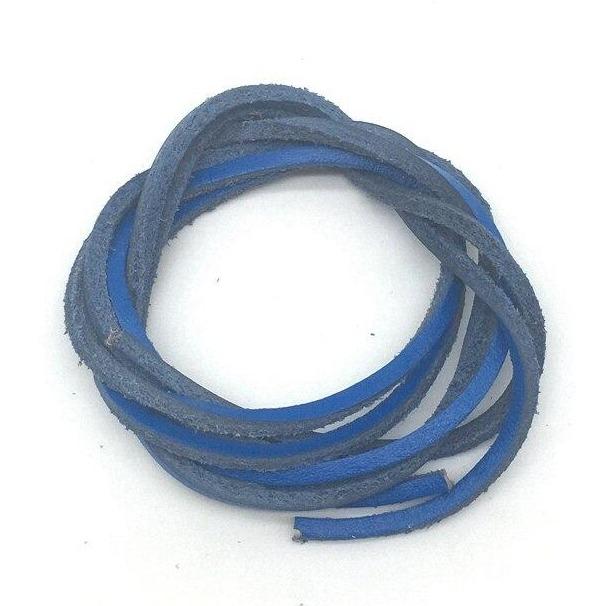 1 Pair Flat Leather Shoelaces 24 to 63 inches GR Blue 80cm 