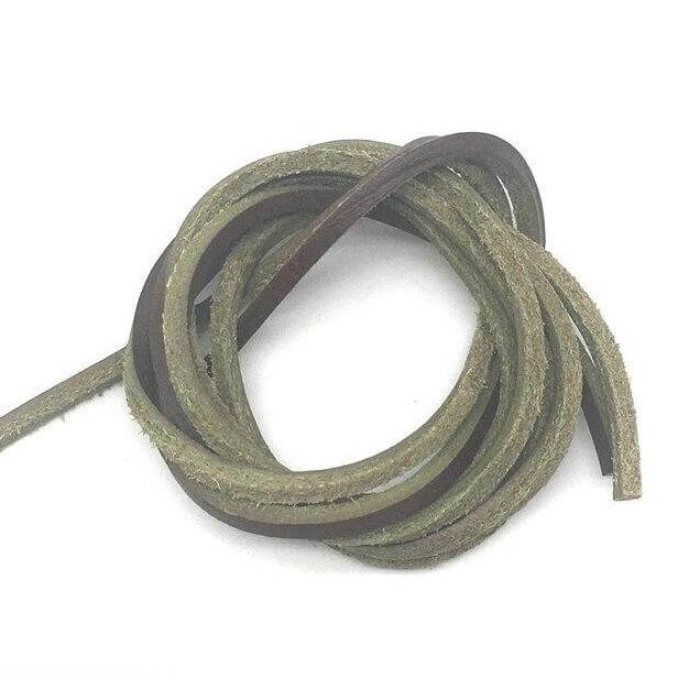 1 Pair Flat Leather Shoelaces 24 to 63 inches GR brown-Green 80cm 