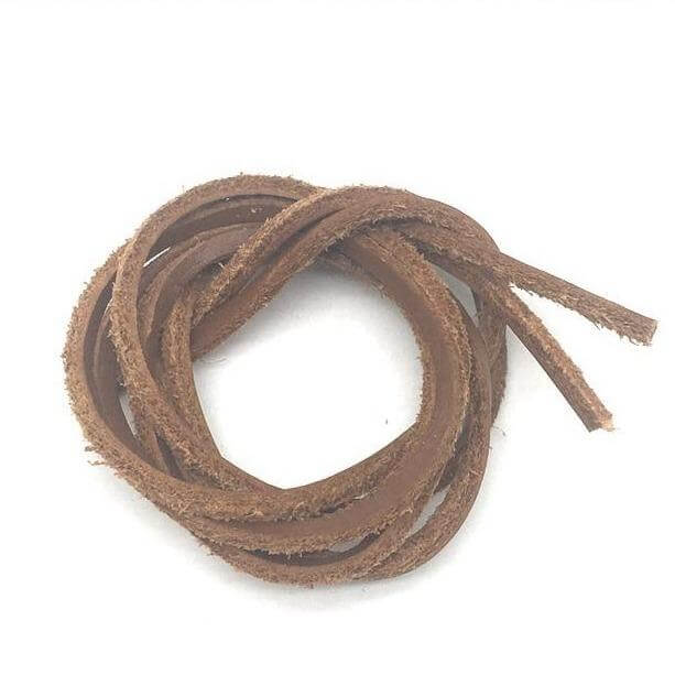 1 Pair Flat Leather Shoelaces 24 to 63 inches GR Golden brown 80cm 