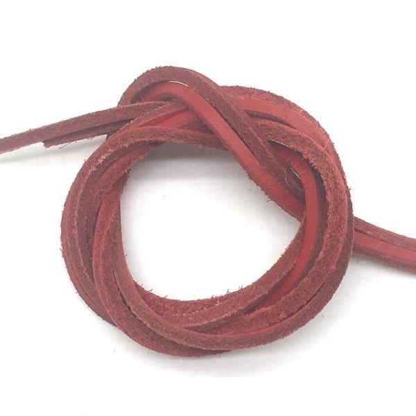 1 Pair Flat Leather Shoelaces 24 to 63 inches GR Red 80cm 
