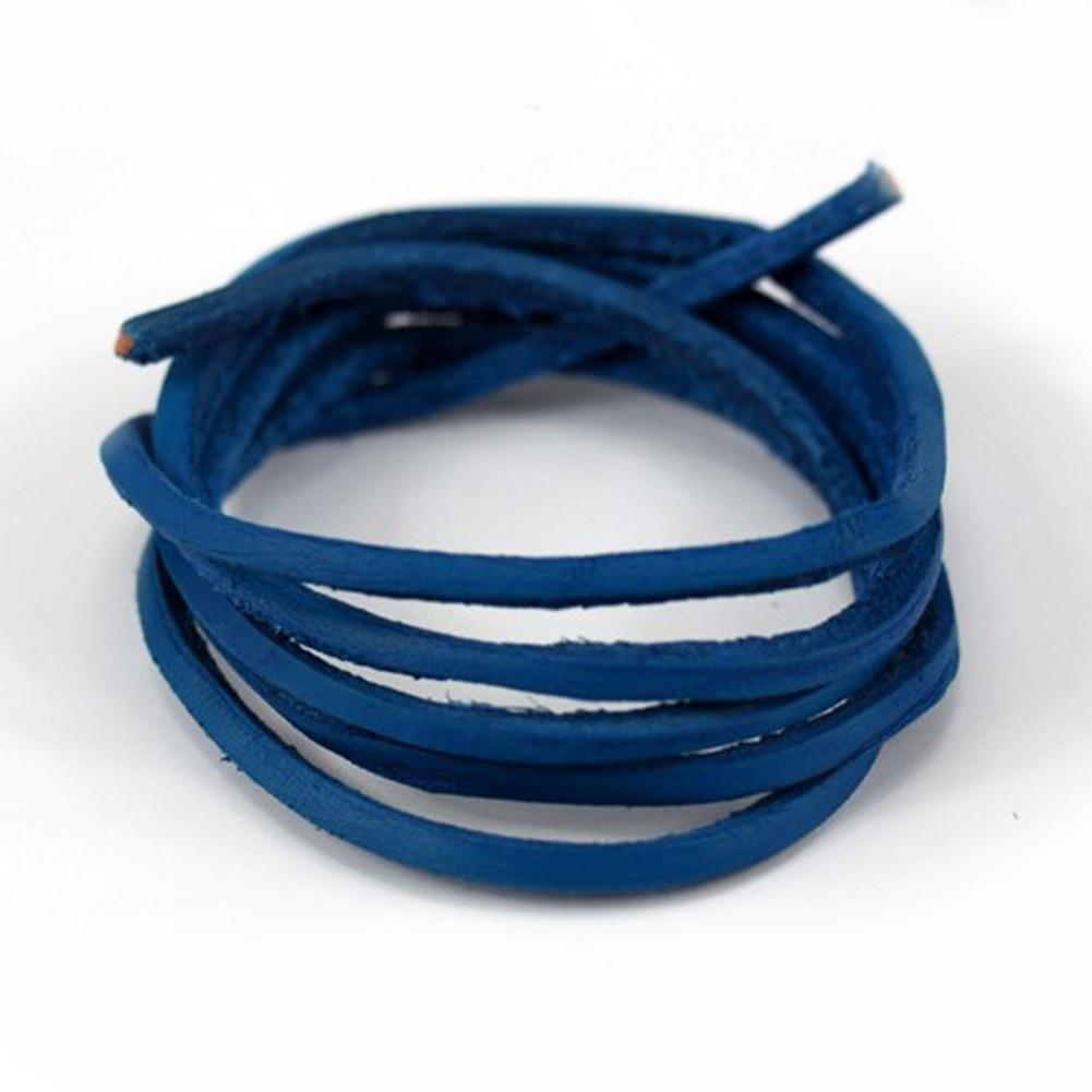1 Pair Square Leather Shoelaces 32" GR Blue 