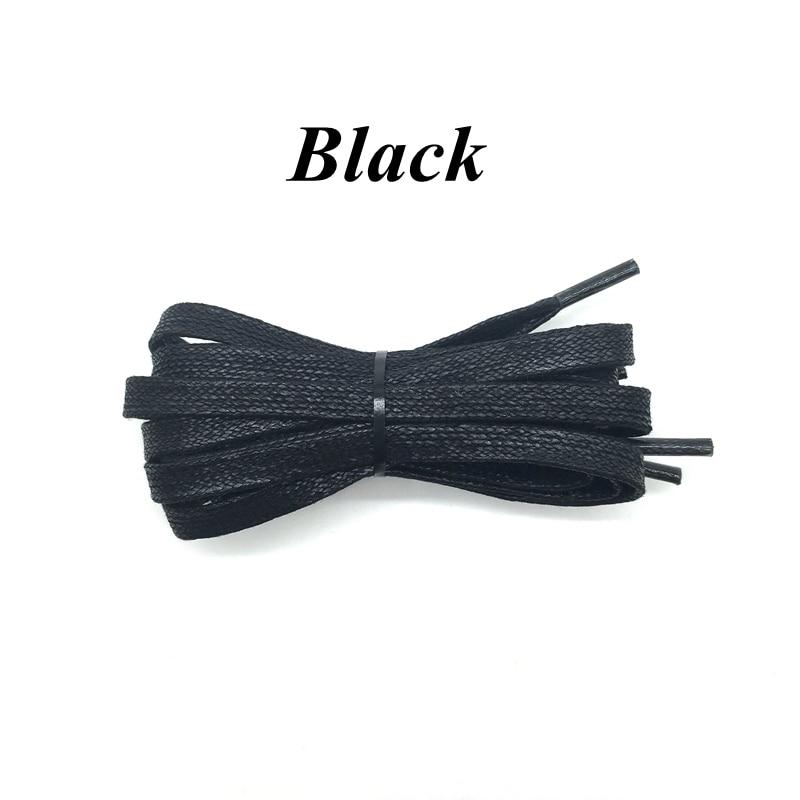 1 Pair Waxed Cotton Flat Shoelaces 23" to 70" GR Black 80cm 
