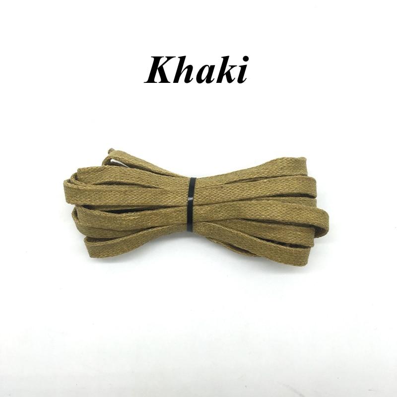 1 Pair Waxed Cotton Flat Shoelaces 23" to 70" GR Khaki 80cm 