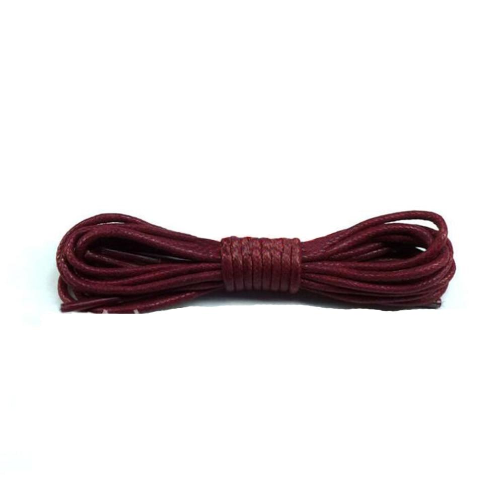 1 Pair Waxed Round Cotton Oxford Shoelaces 24" to 47" GR Burgundy 80cm 