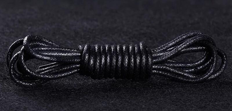 1 Pair Waxed Round Cotton Shoelaces 55" to 70" GR Black 140 cm 