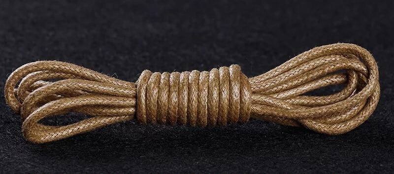 1 Pair Waxed Round Cotton Shoelaces 55" to 70" GR Khaki 140 cm 