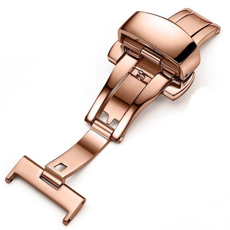 316L Stainless Steel Double Push Button Folding Deployant Clasp GR Rose Gold 12mm 