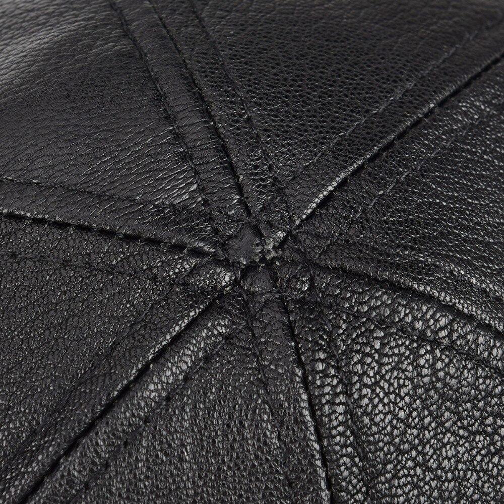 6 Panel Leather Flat Cap GR 