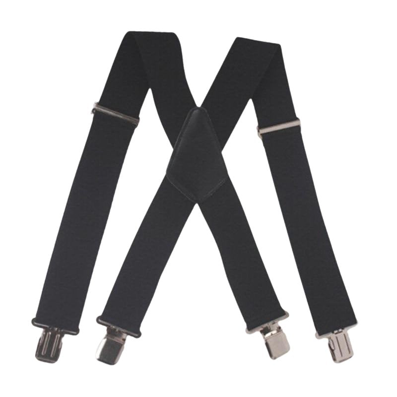 Adjustable Solid 50 mm Wide Suspenders GR Black-100cm 