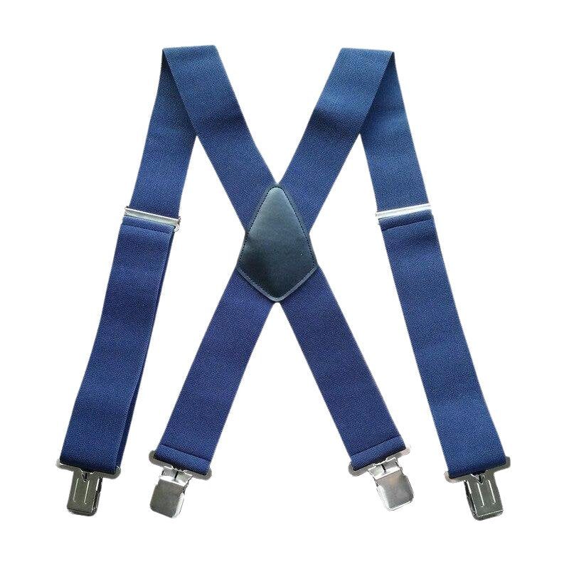 Adjustable Solid 50 mm Wide Suspenders GR Navy-100cm 
