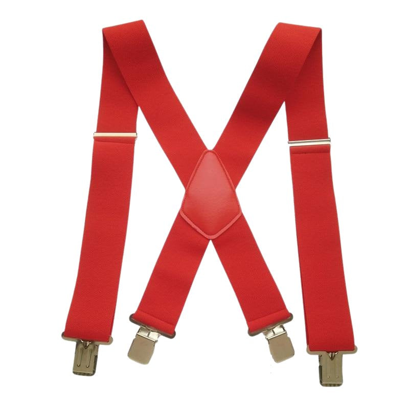 Adjustable Solid 50 mm Wide Suspenders GR Red-100cm 