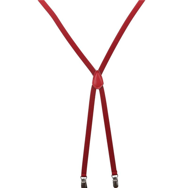 Adjustable Solid Skinny Suspenders With Clips GR 