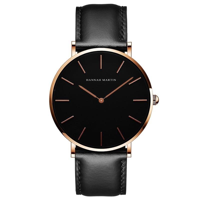 Albert Nero Classic Men Watch With Leather Strap Hannah Martin Golden Dial with Black Leather 
