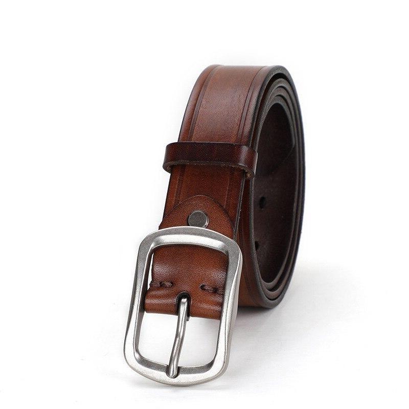 Alonso Casual Cowskin Leather Belt GR Brown 105CM 