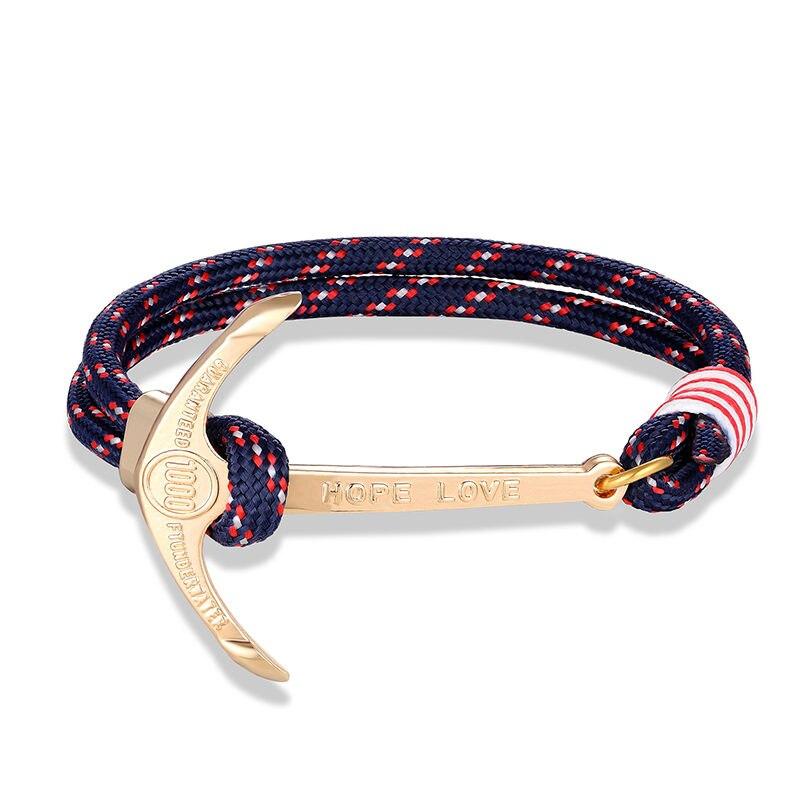 Anchor of Hope Gold-Tone Nautical Bracelet GR Blue & Red 