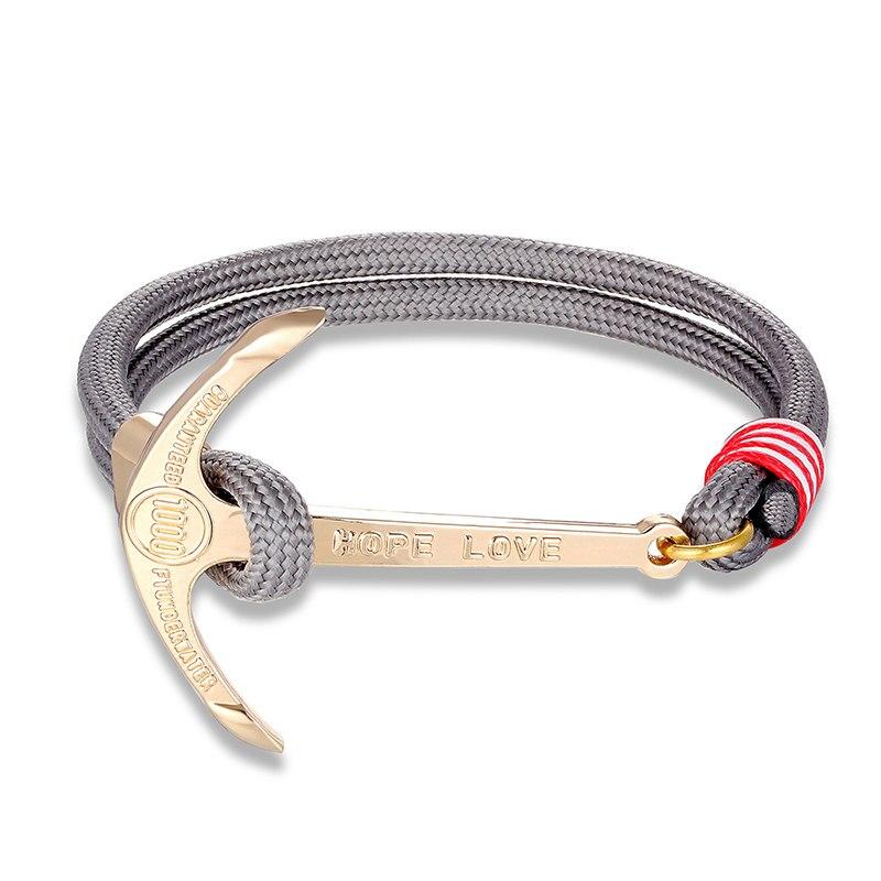 Anchor of Hope Gold-Tone Nautical Bracelet GR Grey 