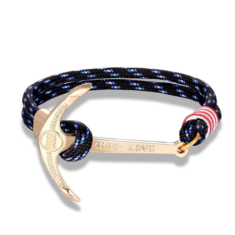 Anchor of Hope Gold-Tone Nautical Bracelet GR Navy Blue 