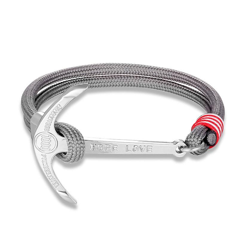 Anchor of Hope Silver-Tone Nautical Bracelet GR Grey 