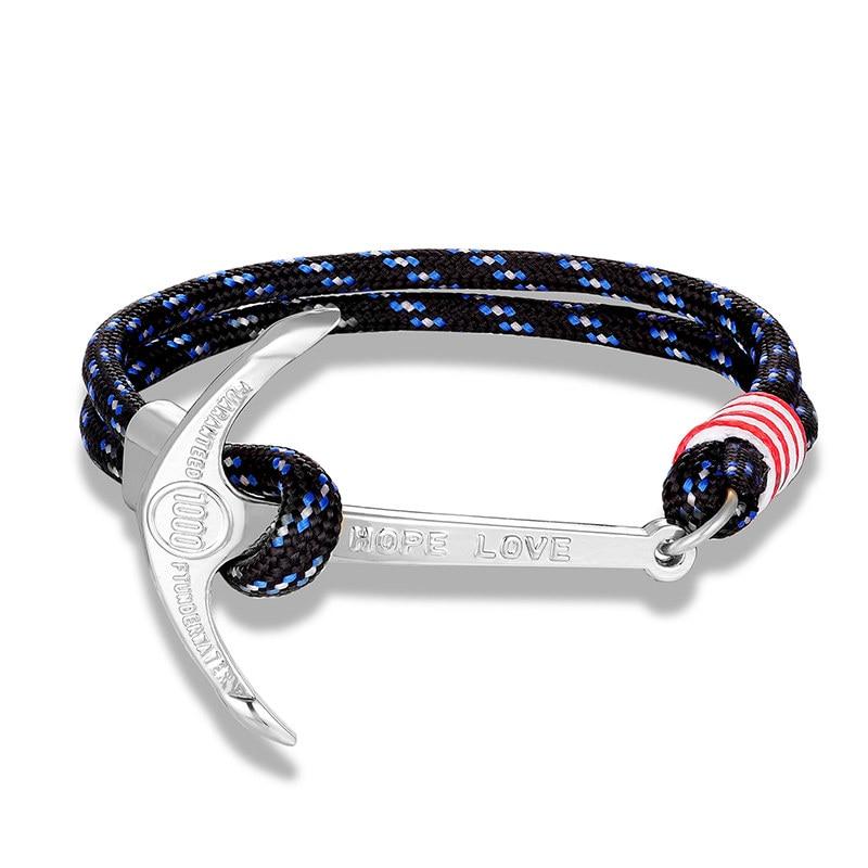 Anchor of Hope Silver-Tone Nautical Bracelet GR Navy Blue 