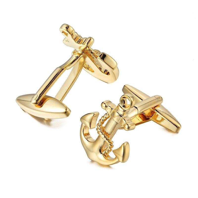 Anchor With Golden Rope Cufflinks GR 