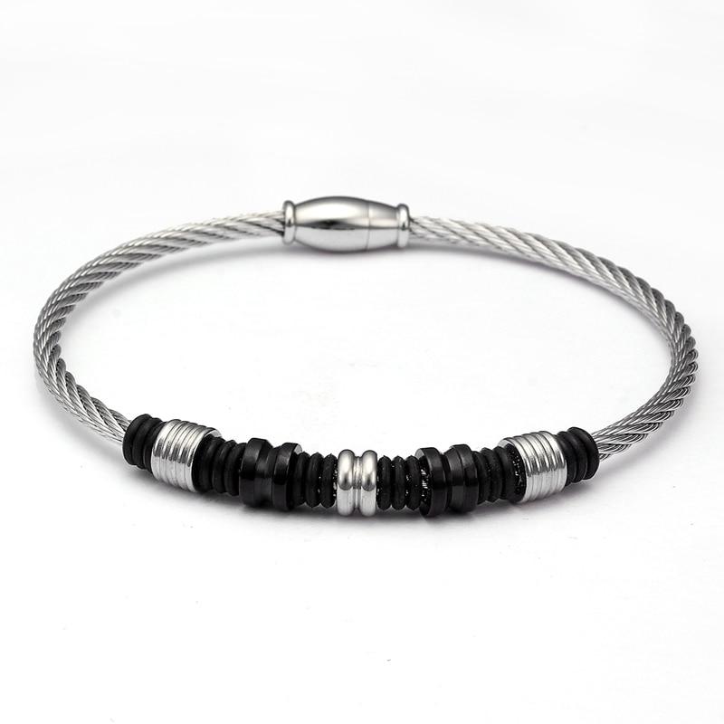 Anders Stainless Steel Charm Rope Bracelet GR Black 