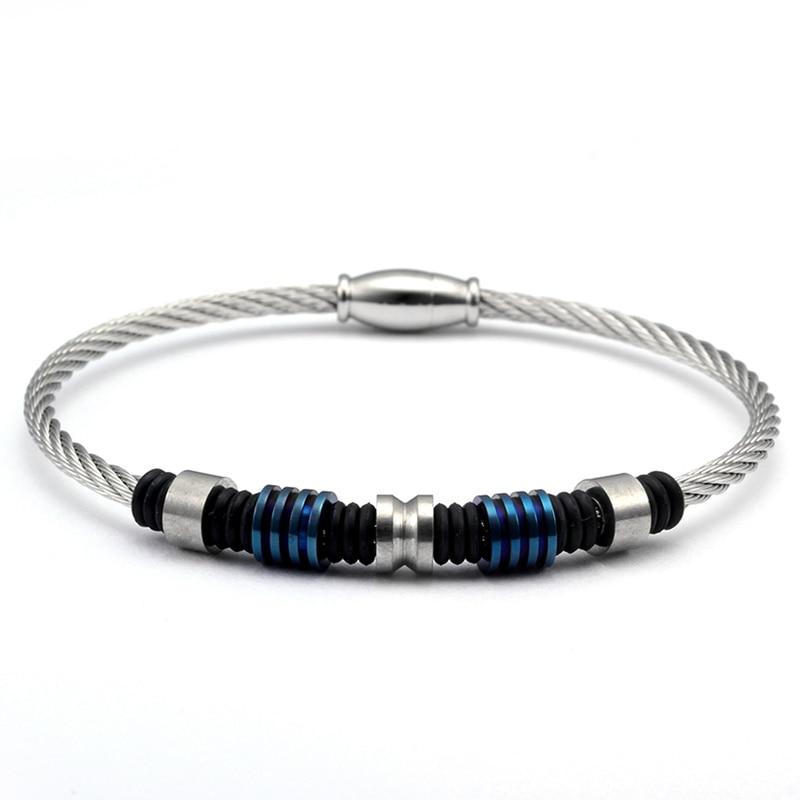 Anders Stainless Steel Charm Rope Bracelet GR Blue 