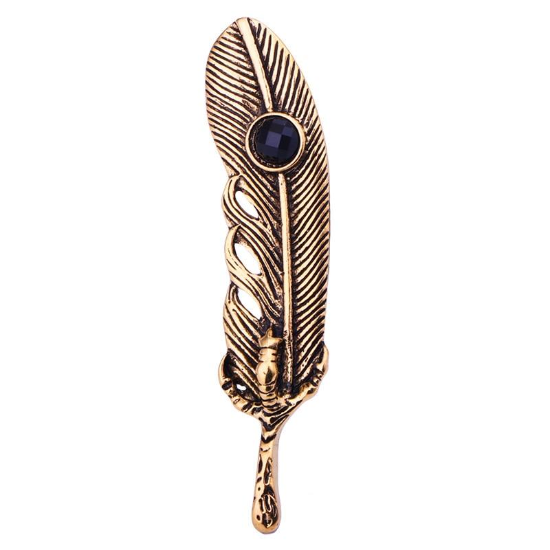 Antique Metal Feather Lapel Pin GR 