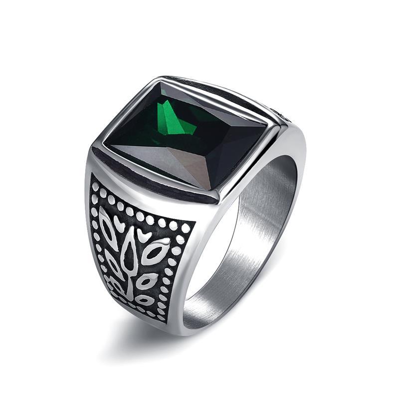 Aplha Stone Signet Ring GR 8 Green 