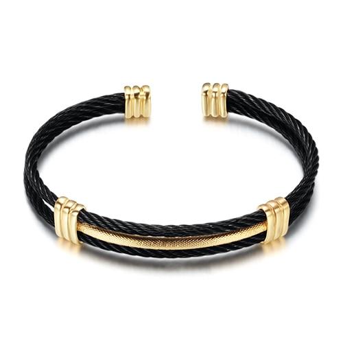 Arjen Metal Rope Cuff Bracelet GR Gold & Black 