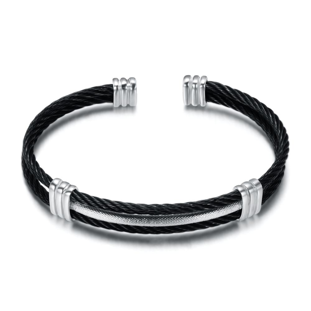 Arjen Metal Rope Cuff Bracelet GR Silver & Black 