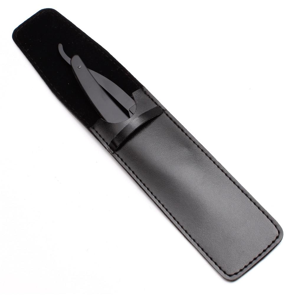 Armando Classic Stainless Steel Shavette Straight Razor GR Black + Black Leather Pouch 