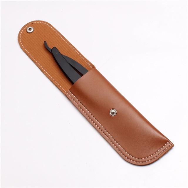 Armando Classic Stainless Steel Shavette Straight Razor GR Black + Brown Leather Pouch 