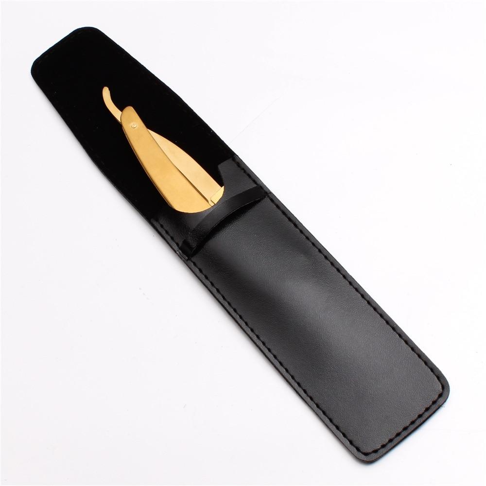 Armando Classic Stainless Steel Shavette Straight Razor GR Golden + Black Leather Pouch 