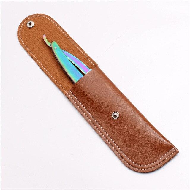 Armando Classic Stainless Steel Shavette Straight Razor GR Multicolour + Brown Leather Pouch 