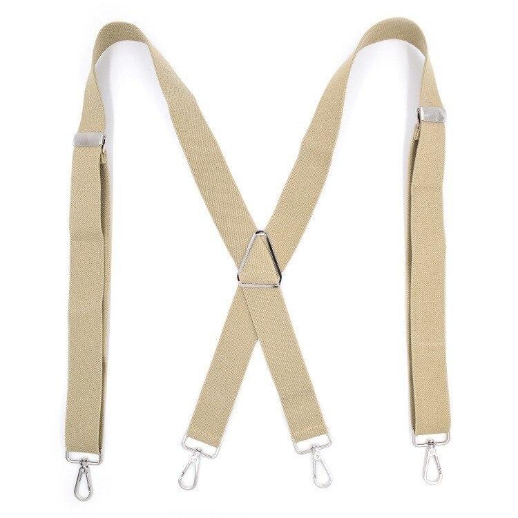 Armando Solid 4 Hook Clip Business Suspenders 25 mm GR Beige 