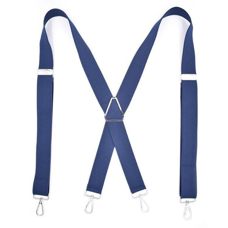 Armando Solid 4 Hook Clip Business Suspenders 25 mm GR Blue 