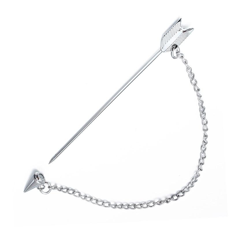 Arrow Collar Pin With Chain GR Silver 