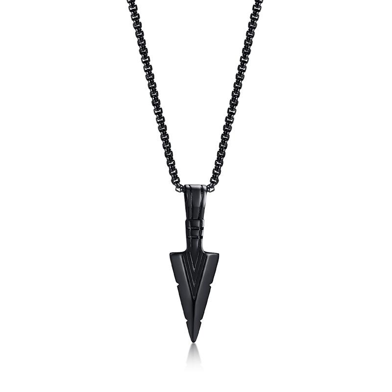 Arrow Steel Pendant Necklace GR Black 