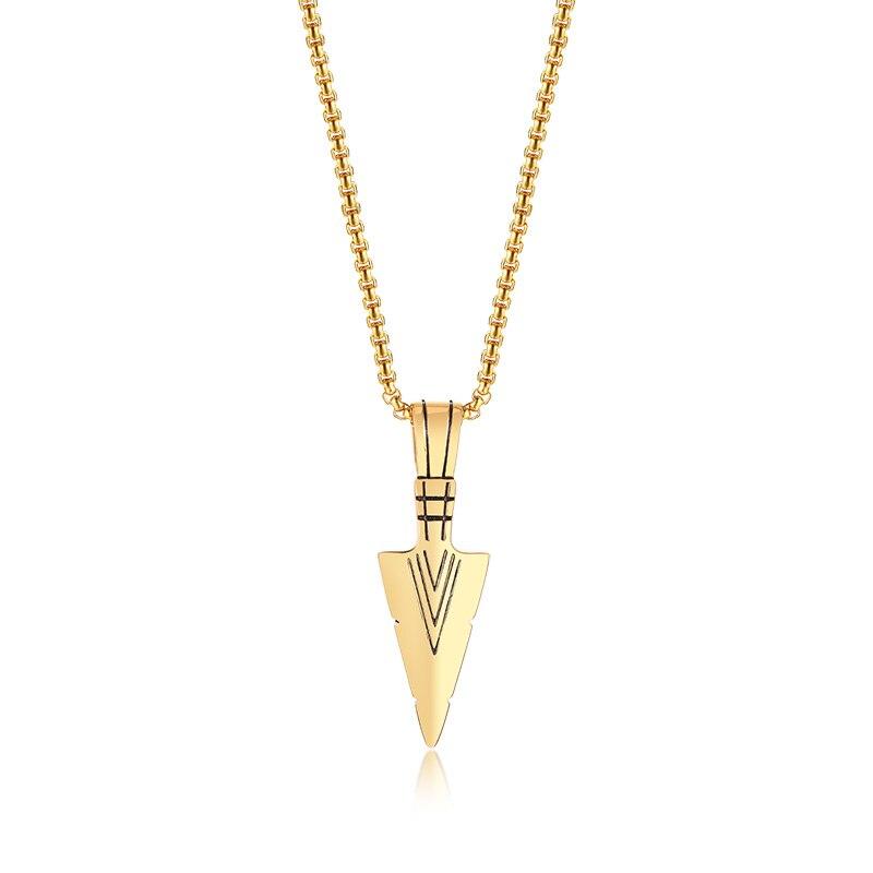 Arrow Steel Pendant Necklace GR Gold 