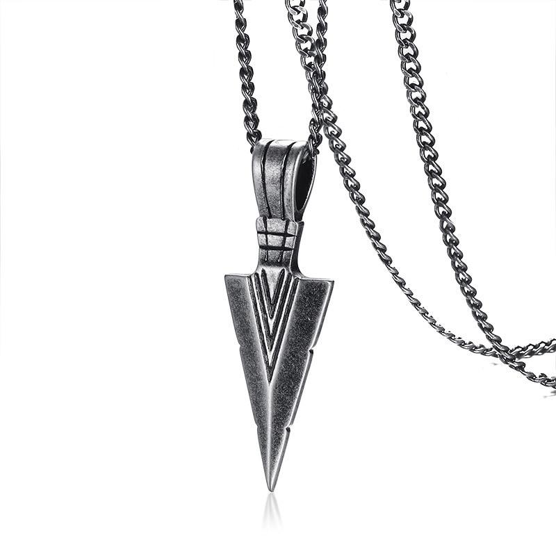 Arrow Steel Pendant Necklace GR Oxidized Retro 