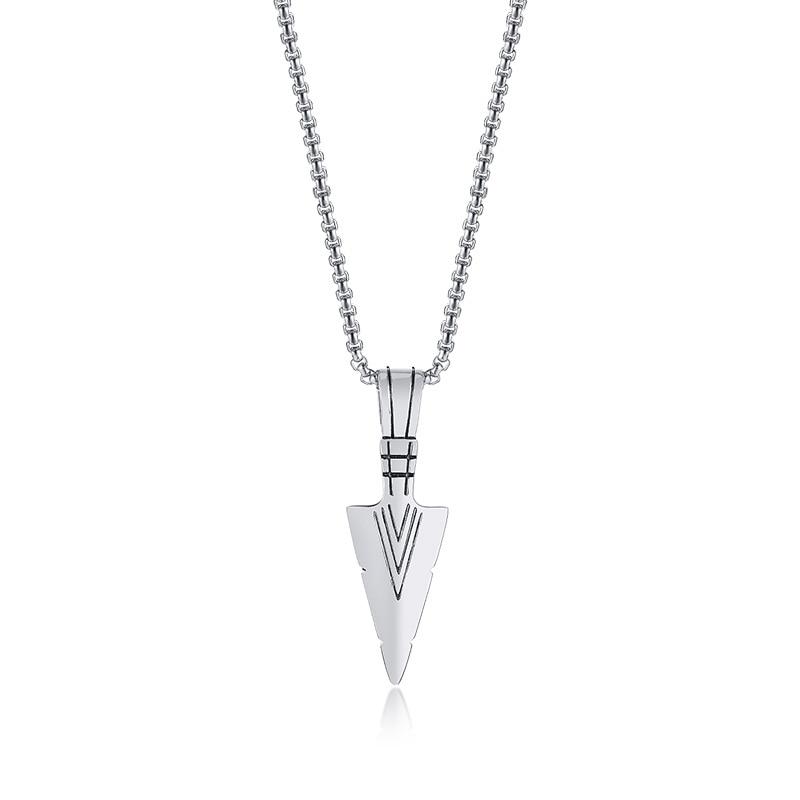 Arrow Steel Pendant Necklace GR Silver 