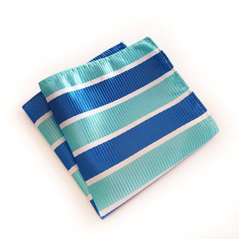 Awning Striped Silk Pocket Square GR Aquamarine 