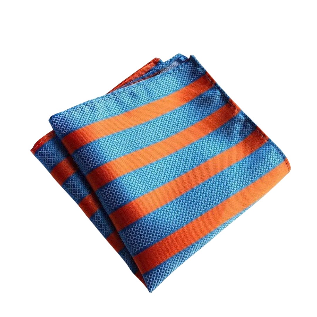 Awning Striped Silk Pocket Square GR Blue 