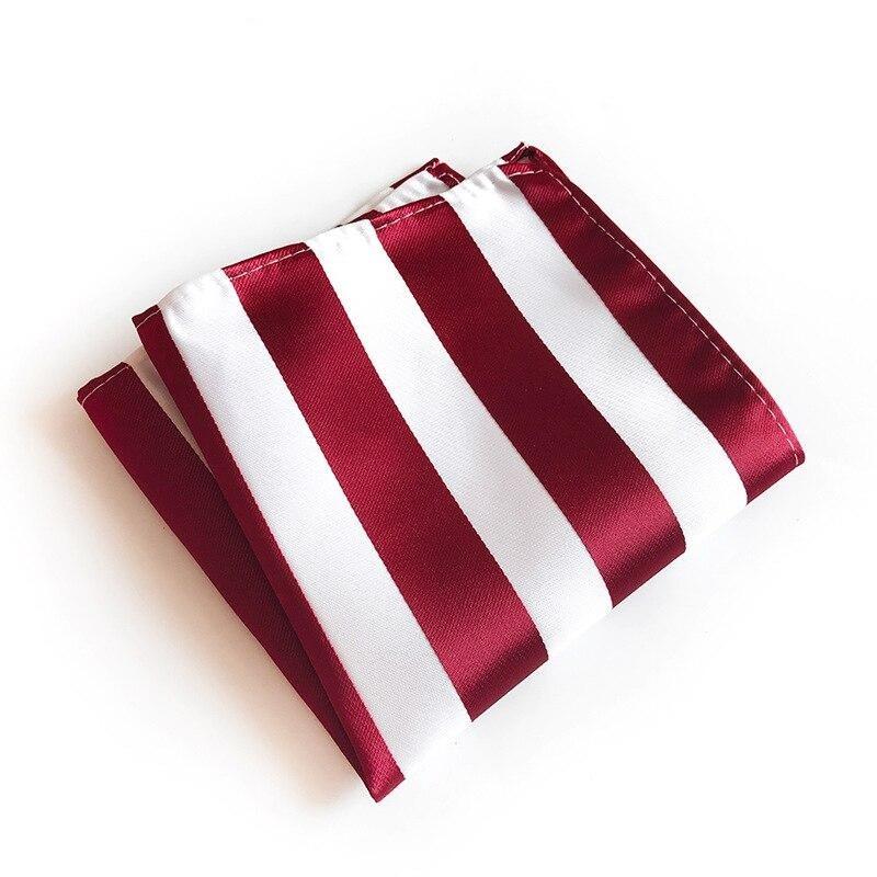Awning Striped Silk Pocket Square GR Wine Red 