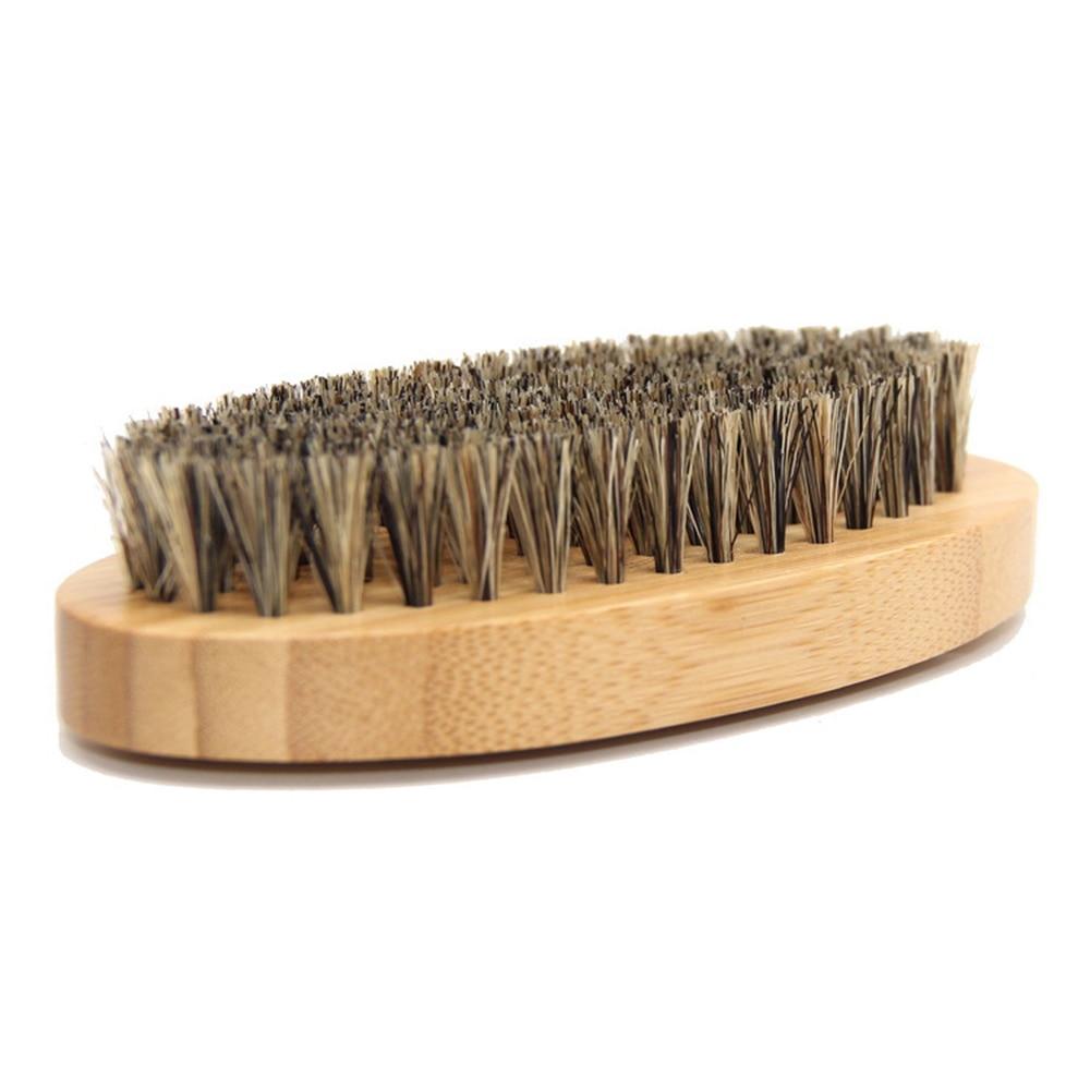 Bamboo Boar Bristle Beard Brush Beige 