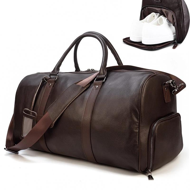 Barnaby Cowhide Leather Duffel Bag With Shoe Pocket GR 