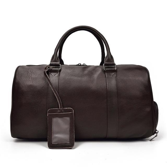 Barnaby Cowhide Leather Duffel Bag With Shoe Pocket GR Brown 45cm 