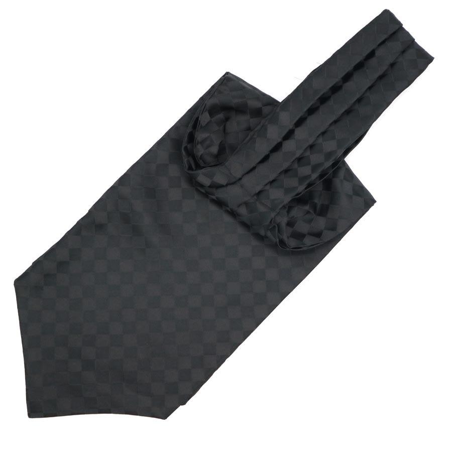 Black Check Jacquard Ascot Tie GR Black 