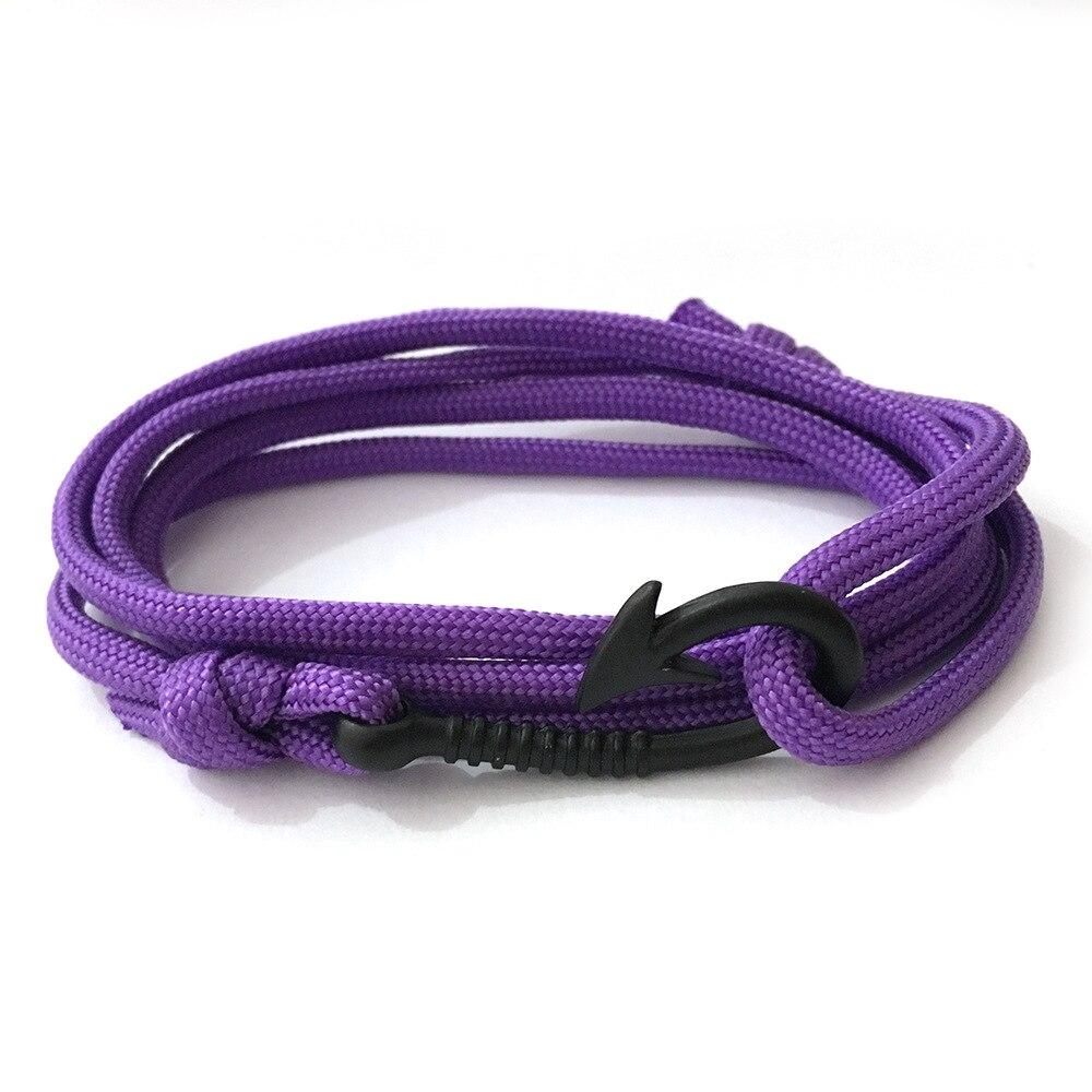 Black Small Hook Nautical Bracelet GR Purple 